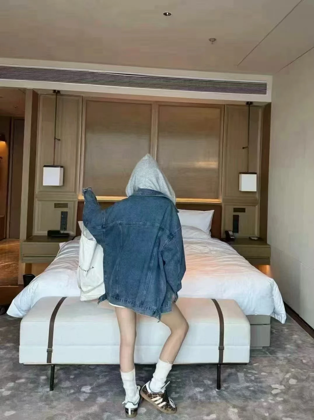 SuperAen – veste en jean avec fermeture éclair et cordon de serrage pour femme, haut rétro ample avec grande poche, nouvelle collection printemps