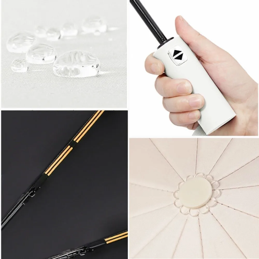 

Large Reinforced 24-Bone Umbrella Automatic Light Wind-resistant Umbrella Solid Color Collapsible Anti-UV Sunscreen Umbrella