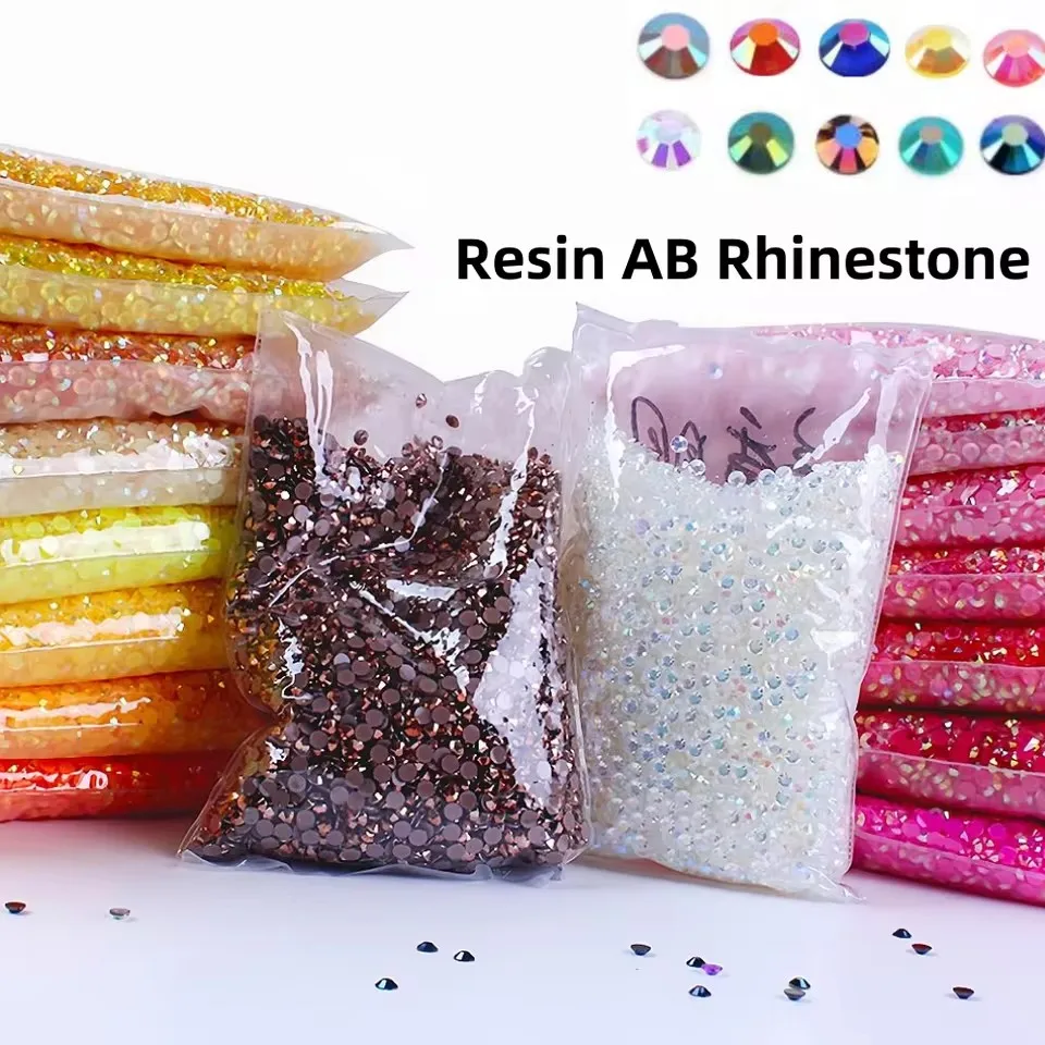 Jelly AB 2–6 mm Harz, nicht Hotfix-Strasssteine, flache Rückseite, Kunststoffkristalle, Strass-Glitzer, große Packungssteine