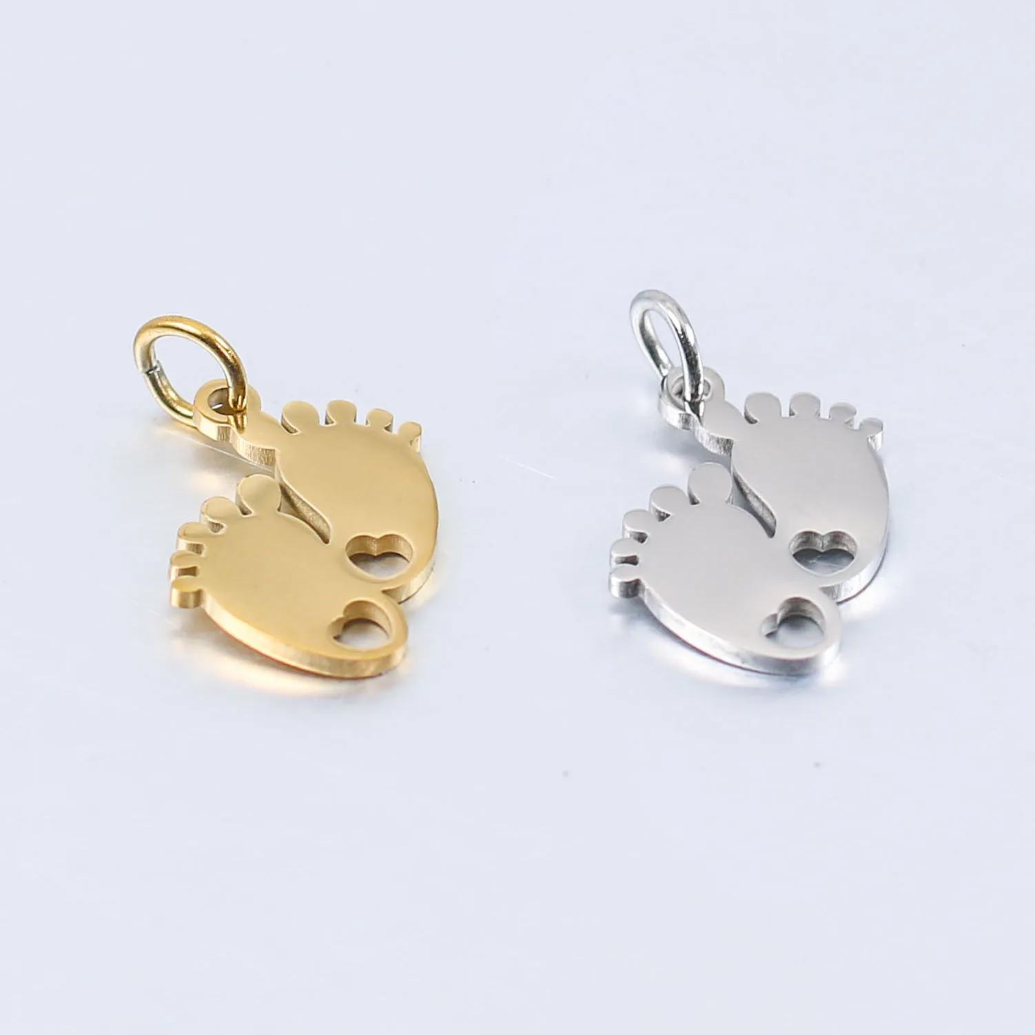 

Kitykiss Stainless Steel Mirror - Polished Baby Chubby Foot Pendant, Vacuum Gold - Plated / Titanium Steel DIY Jewelry Findings