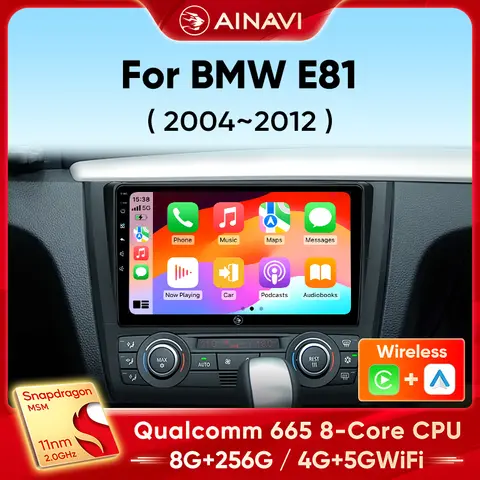 Ainavi 자동차 라디오, BMW 1 시리즈 E81 E82 E87 E88 AT MT 2004 2012 멀티미디어 플레이어, 안드로이드 13, 자동 무선 카플레이, DSP 2 Din