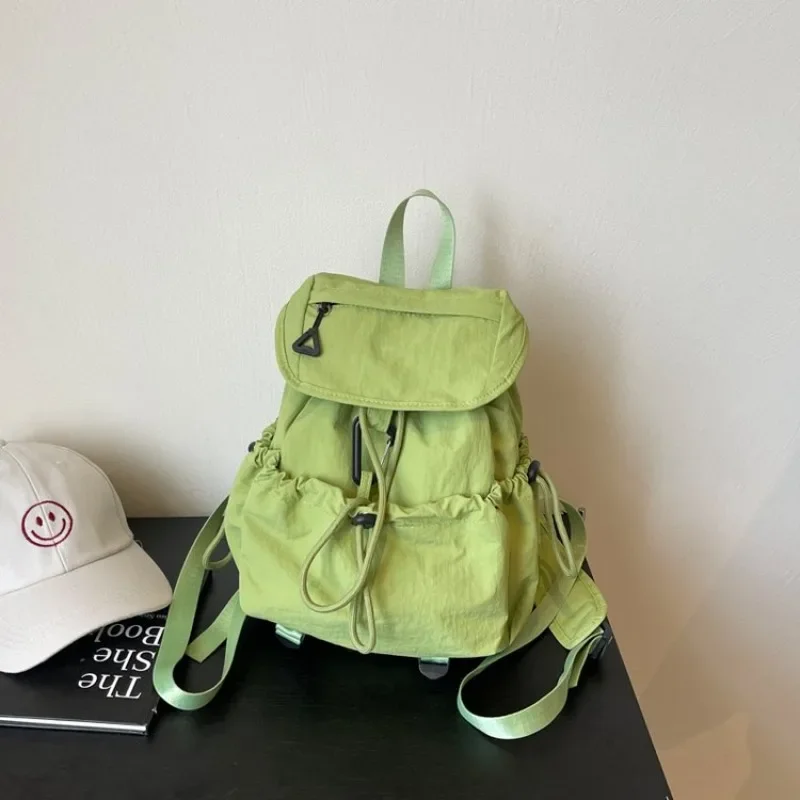 

Nylon Solid Color Large Capacity Backpacks String Casual 2025 Hot Sale Bags for Women Summer Student Simple Women's Handbags