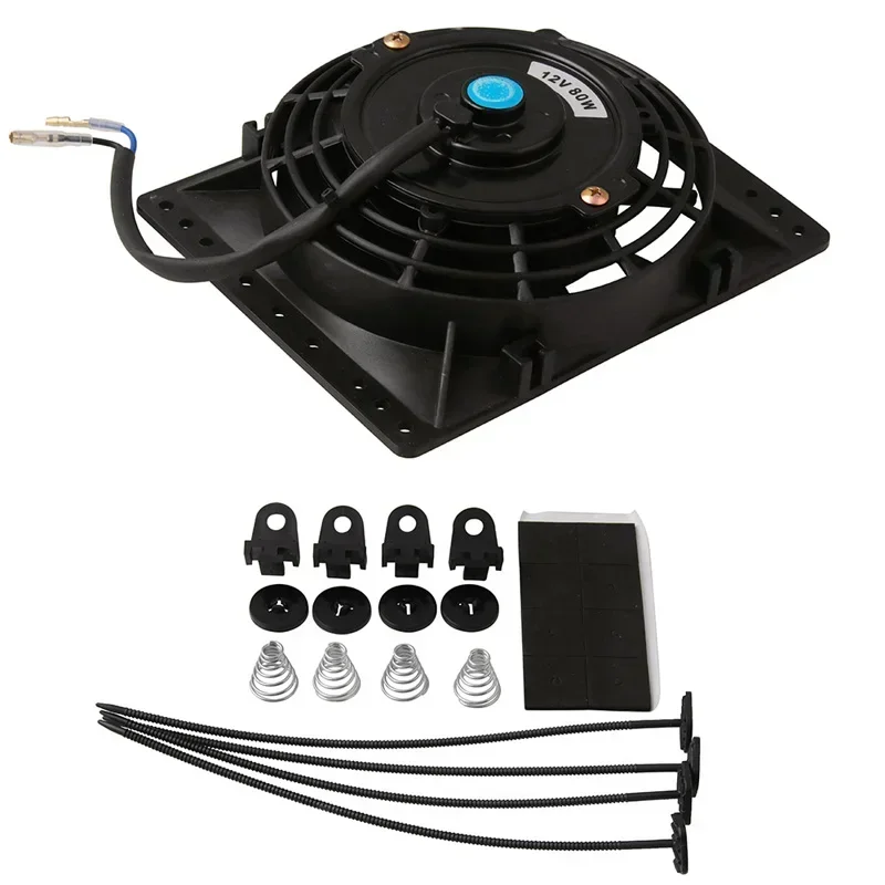 Car Air Conditioning Electronic Radiator Cooling Fan Universal 6'' 12V 80W 650CFM Blade Electric Cool Mounting Kit Accessories