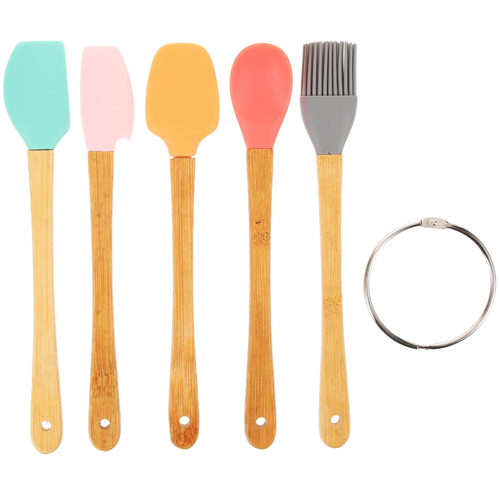 

5 Pcs Mini Baking Spatula Bamboo Handle for Kitchen Small Spatulas Use Silica Gel Child