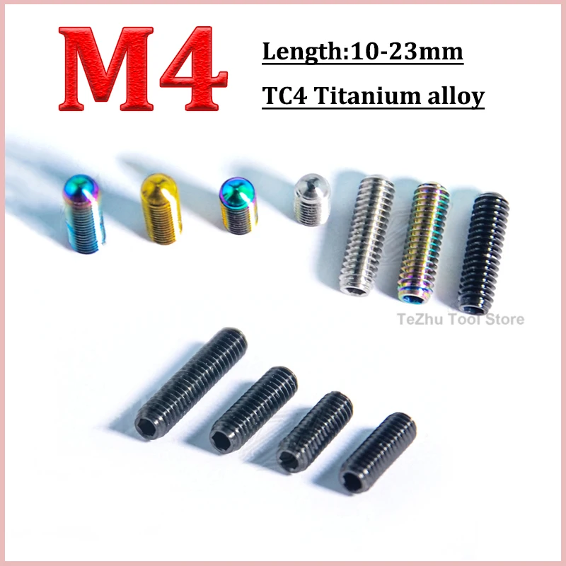 

Titanium Alloy Screw M4 x 10 12 13.5 16 18 20 23mm Headless Machine, Top Wire, Bicycle Transmission, H/L Adjustment Screw