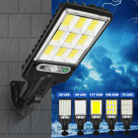 Solar Outdoor Wall Light Lamps Rechargeable Waterproof 3 Light Modes for 72/108 COB LED Garden Patio Garage Street Light