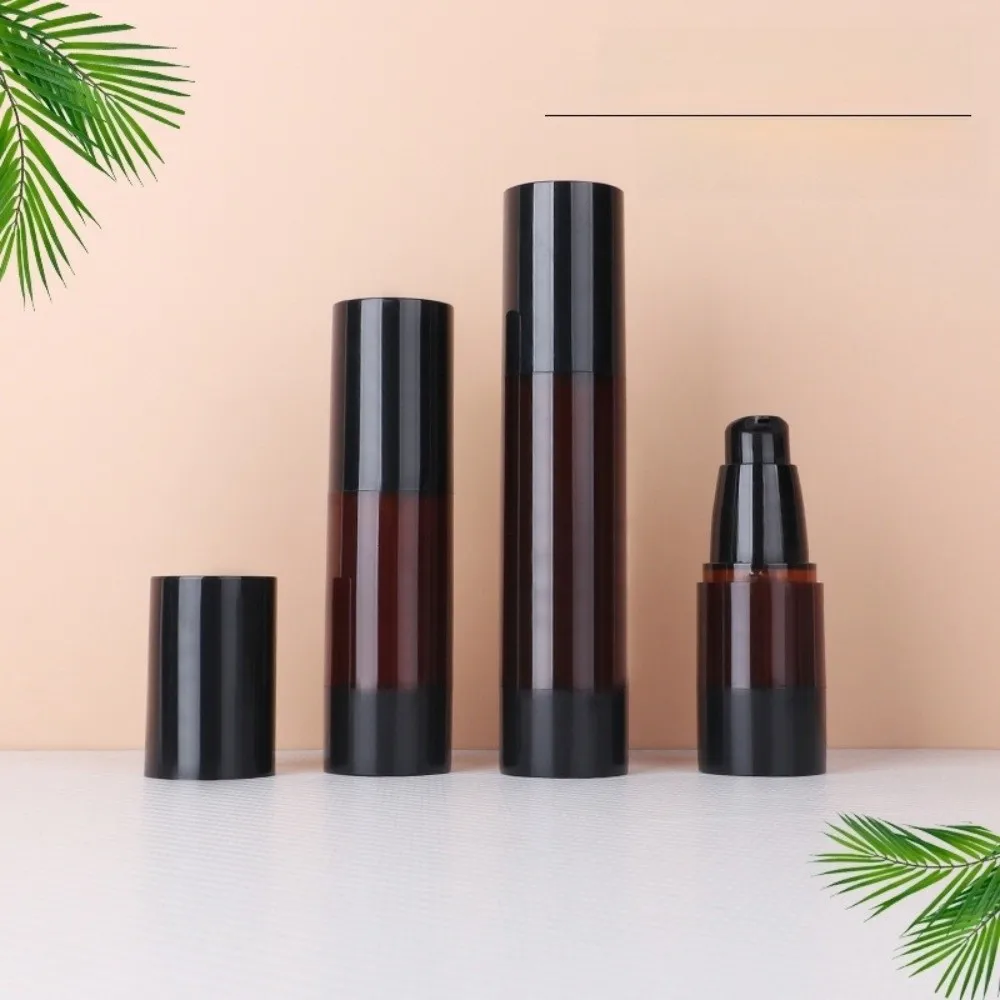 New 15/30/50ml Vacuum Bottle Brown Dark Portable Plastic Spray Bottle Leak-proof Foam Pump Bottle Shower Gel