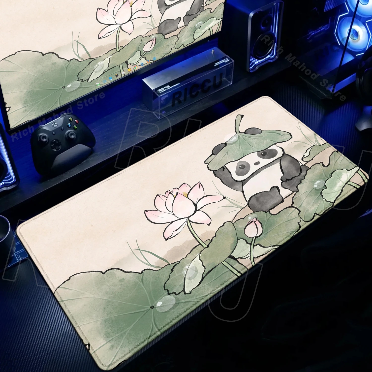 

Cute Panda Desk Mat PC Extended Mouse Pad XXL Stitch Edge Non-Slip Mousepad Gamer Home Office Accessories Kawaii Animal Tablepad