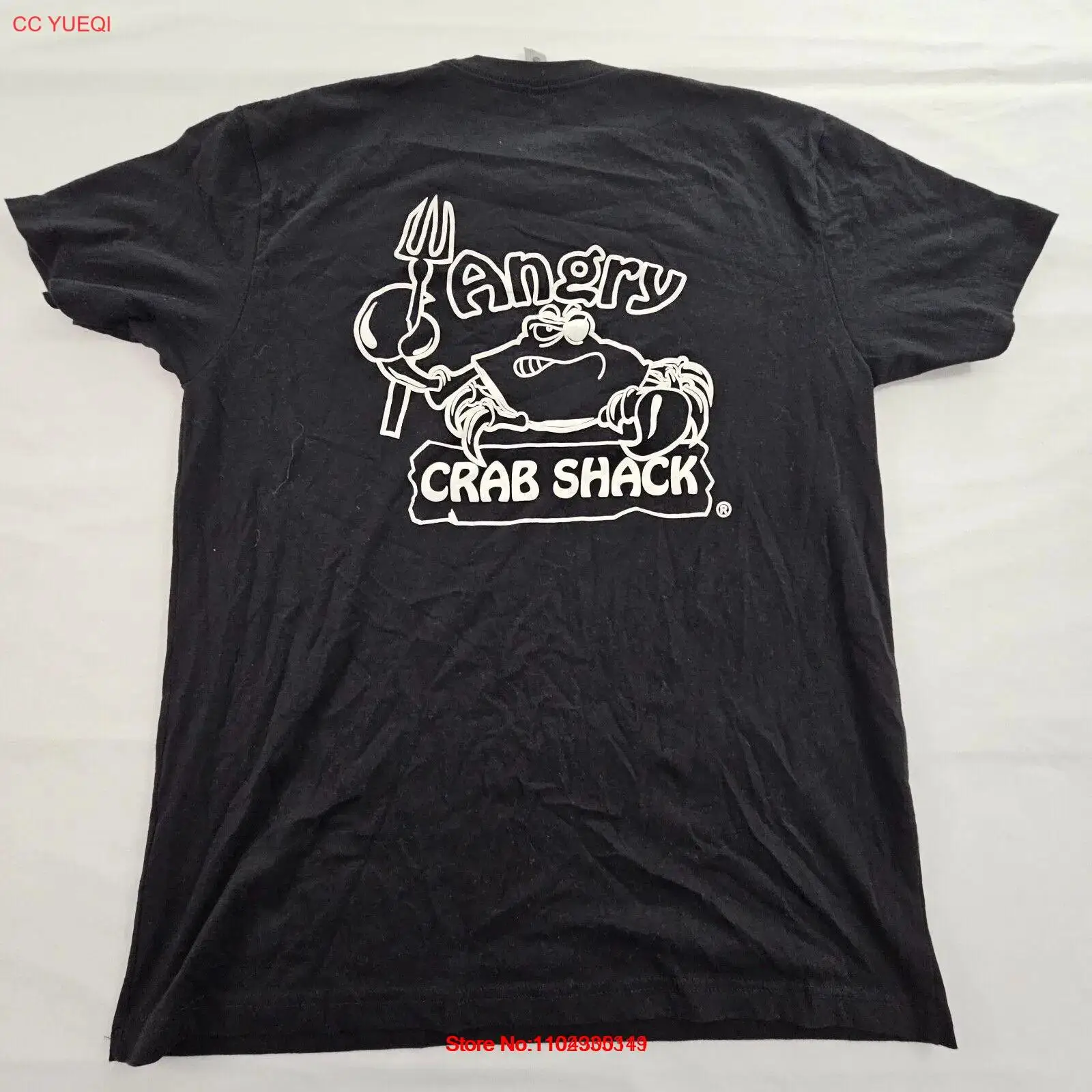 Angry Crab Shack Black Short Sleeve Cotton Blend T-Shirt Men's L