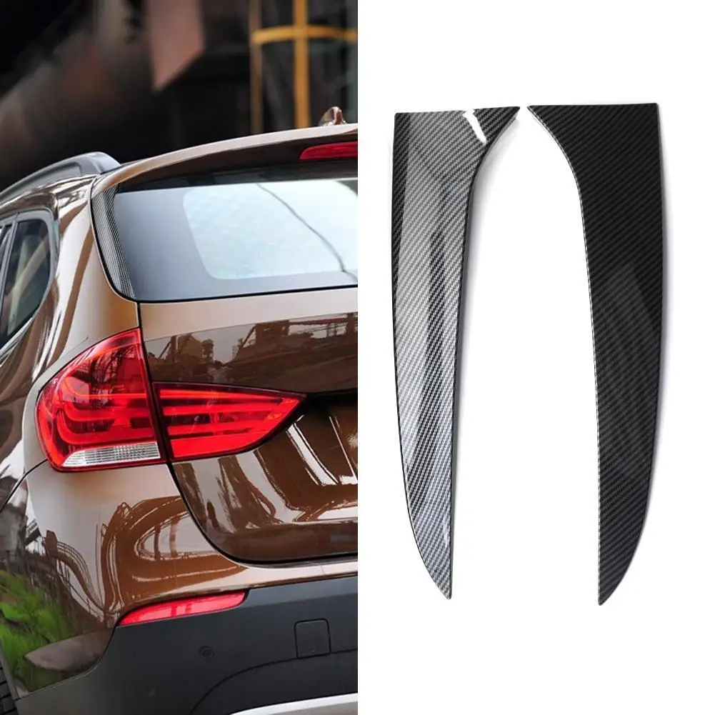 1 Pair Side Wing Trim Cover Glossy Black Car Rear Window Side Spoiler Canard Splitter Carbon Fiber for BMW X1 E84 2009-2015