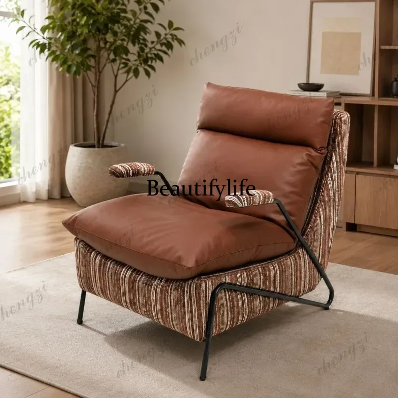 Sofa chair living room fixed Italian retro super comfortable leather single sofa chair p182