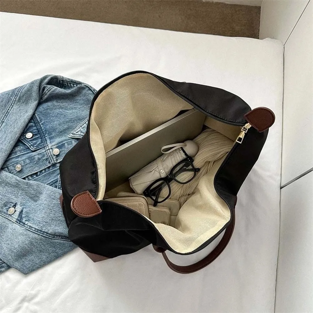 

Solid Color Oxford Tote Bag Large Capacity Waterproof Nylon Shoulder Bag Travel Wash Bag Dumpling Bag Simple Underarm Bag