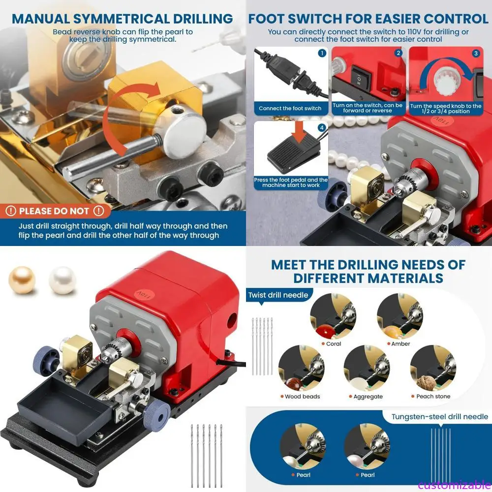 

BAOSHISHAN 680 Вт машина для сверления и полировки жемчуга с регулируемой скоростью и фиксацией янтарного цвета