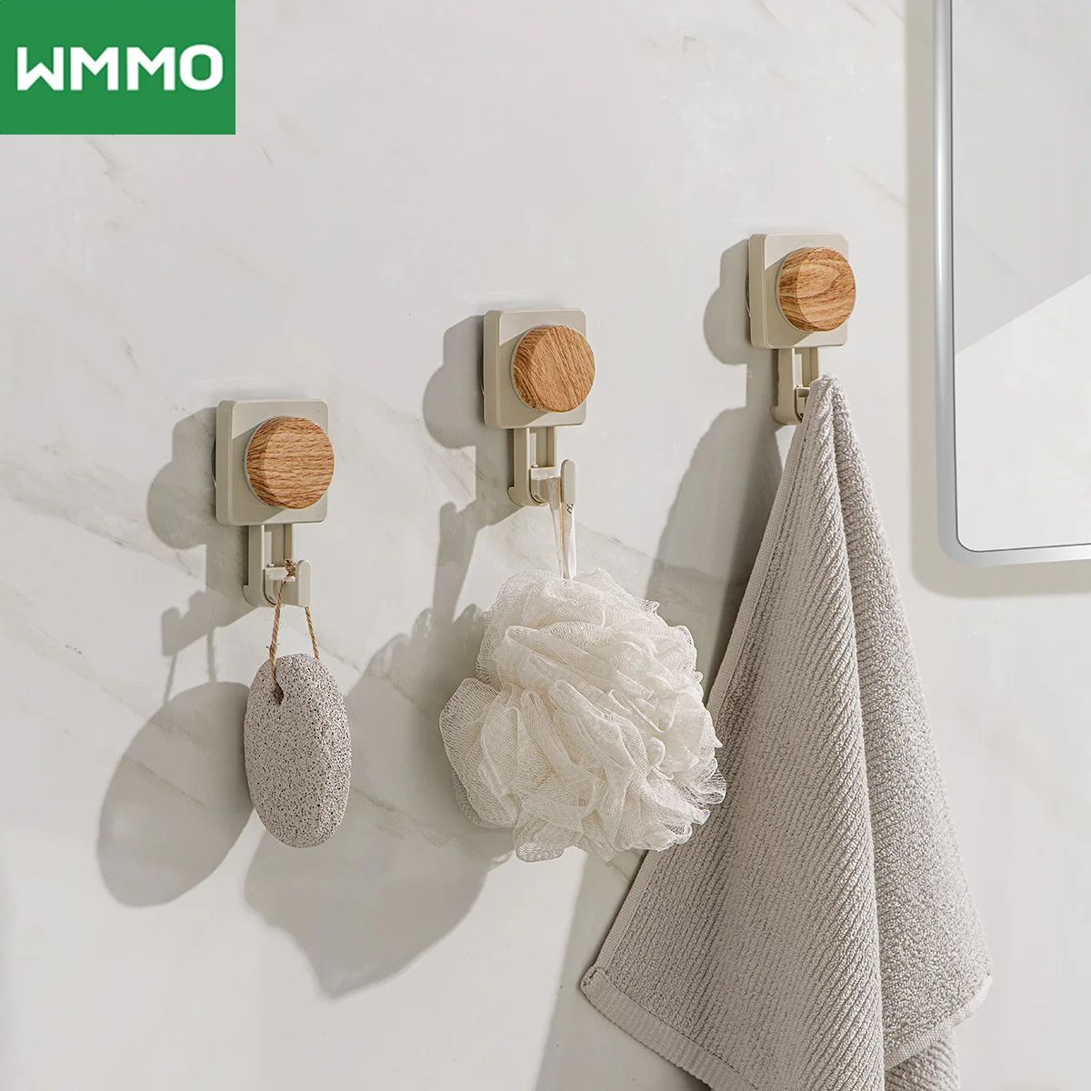 WMMO 1/2pcs Suction Hook for Bathroom, Powerful Vacuum Suction Cup, Damage-Free Hanging Shower Hooks, Easy to Install and Remove