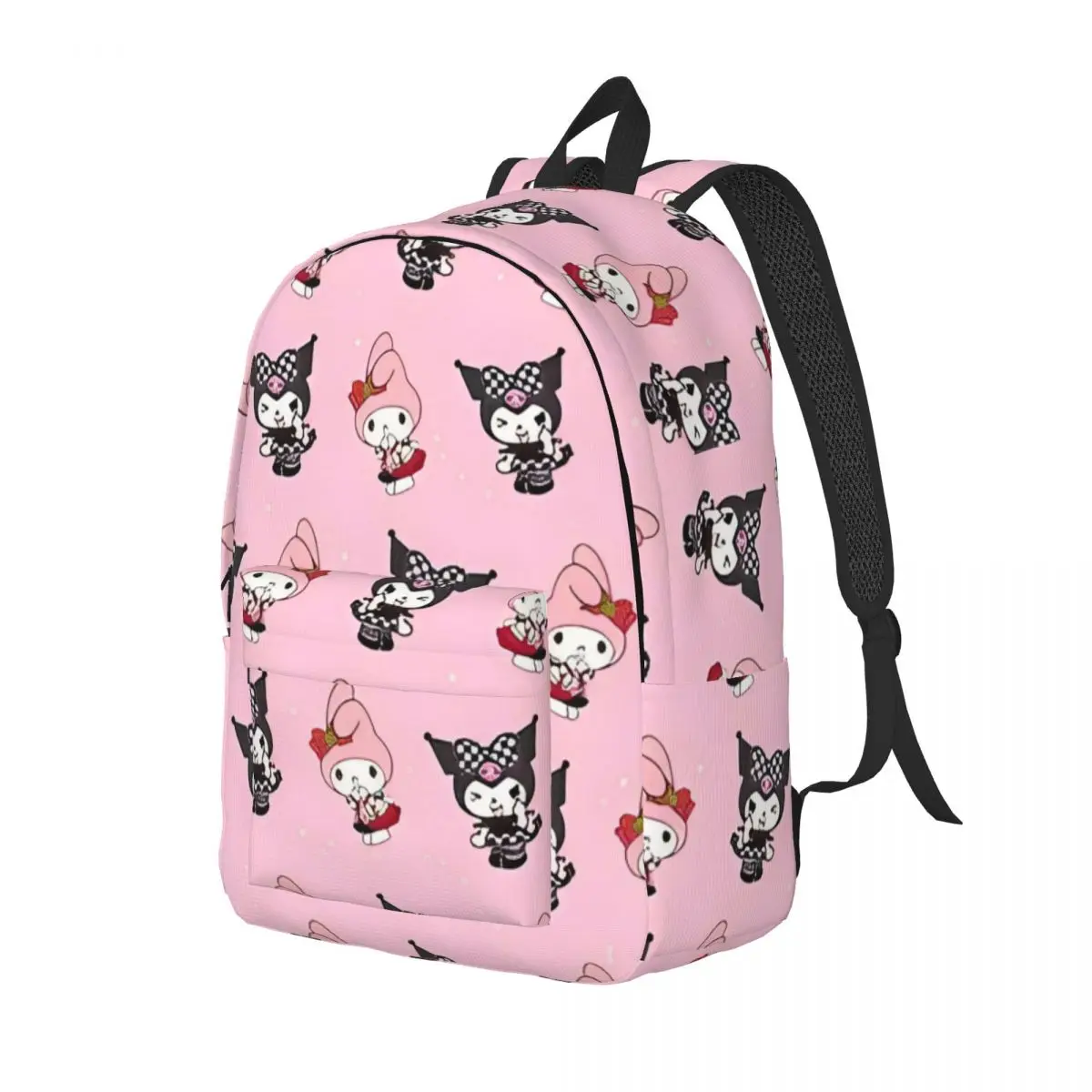 My Melody And Kuromi Backpack Middle High College School Student Cartoon Bookbag Men Women Canvas Daypack Lightweight