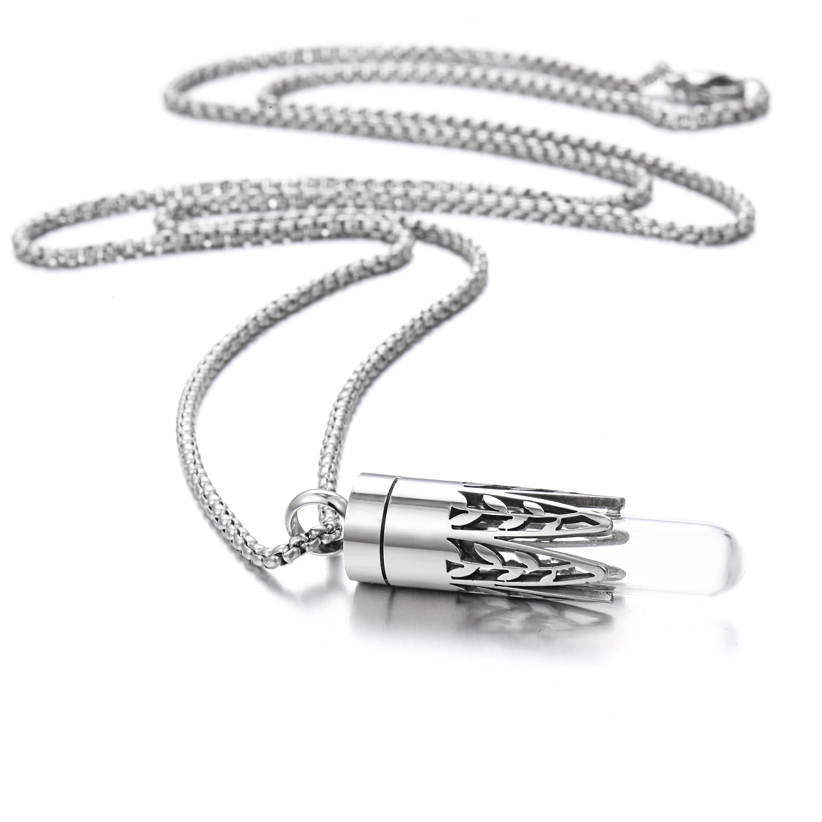 2024 New Stainless Steel Aromatherapy Diffuser Pendant Necklace Open Locket Aroma Jewelry Perfume Oil Bottle Glass Tube Necklace