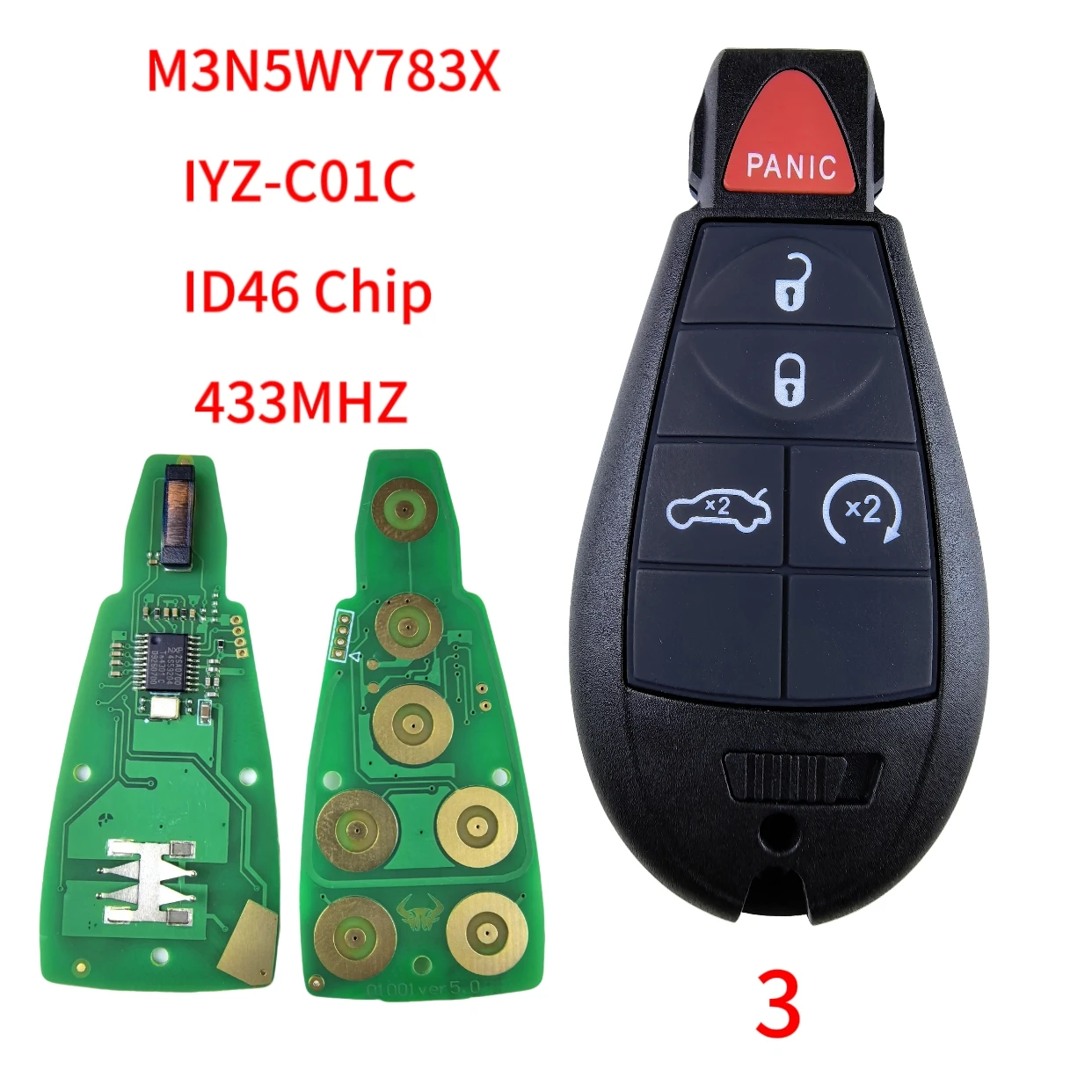 Jingxin 433Mhz 7941-Chip Fernbedienung Autoschlüssel M3N5WY783X für Chrysler Town & Country, für Jeep Grand Cherokee, für Dodge Caravan Journey – Detail 12