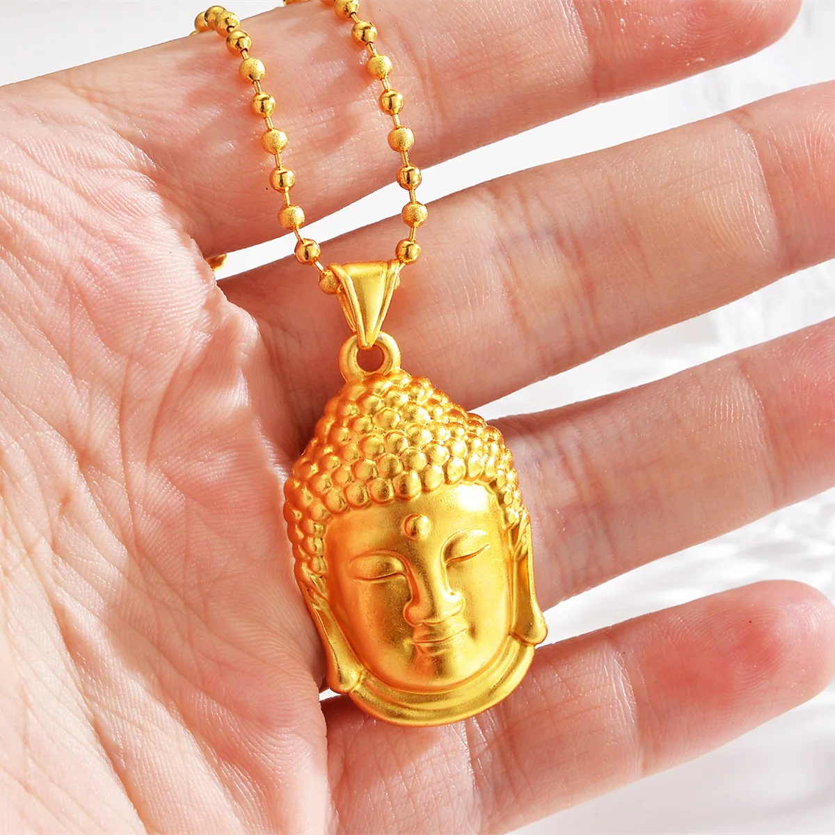 AU999 gold Buddha head necklace pendant for men and women, domineering boss chain, 24k pure gold necklace, real gold pendant