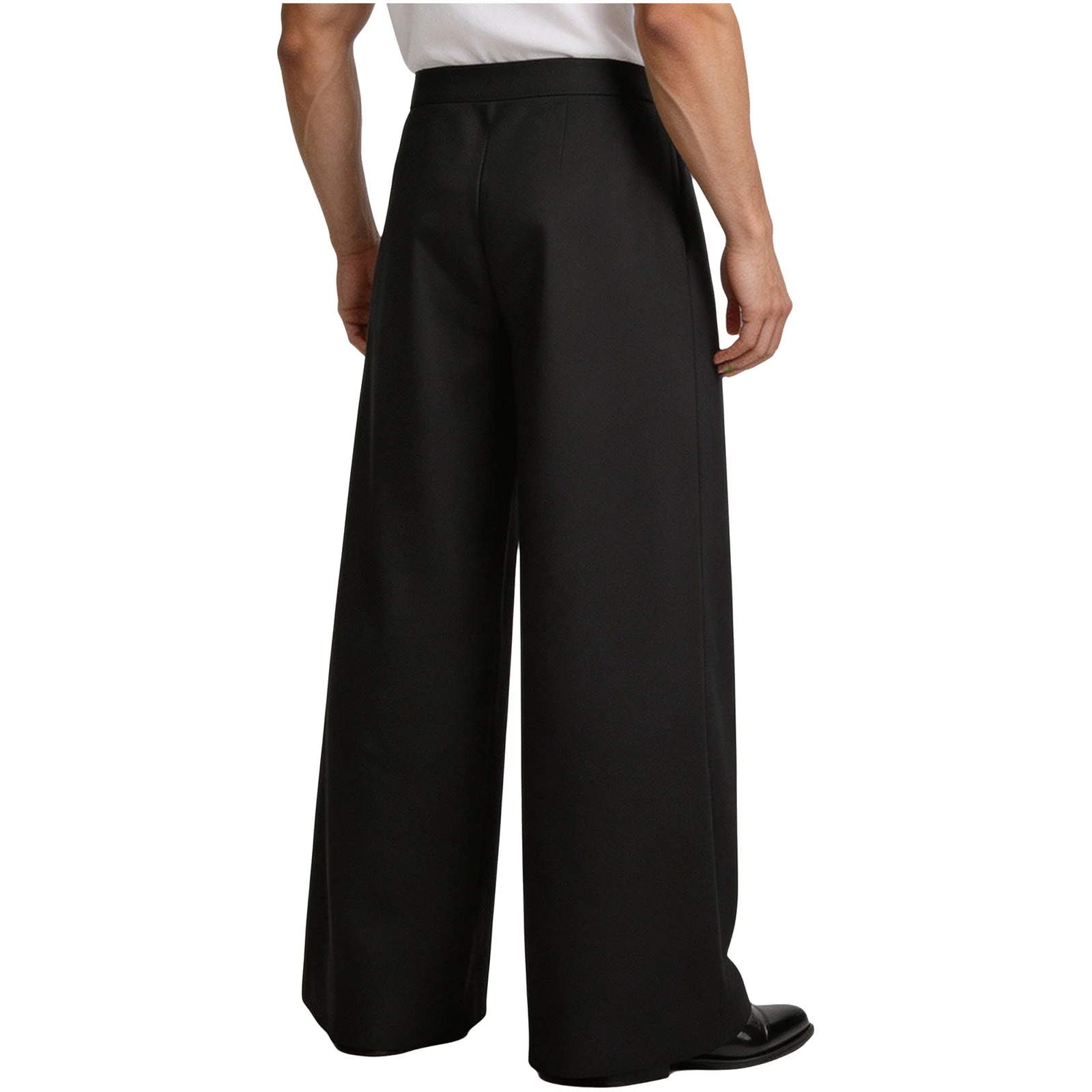 Mens Baggy Cargo Pants High Waist Button Front Wide-leg Trousers for Halloween Cosplay Party Renaissance Fair Casual Daily Life