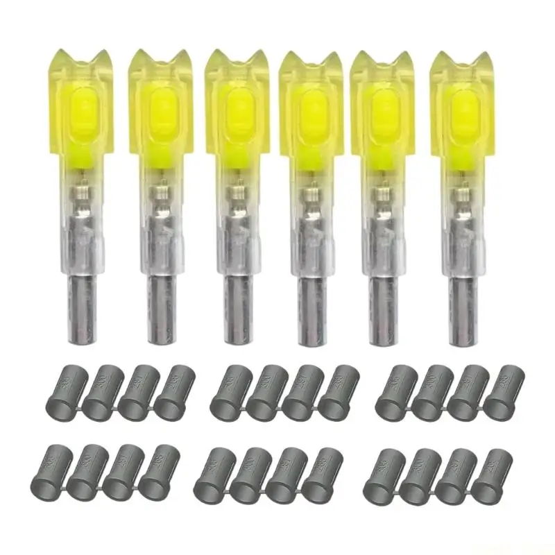 U2JB 6Pcs LED Lighted Nocks Luminously Arrows Tail Bright Light 6.4mm Arrows Shafts