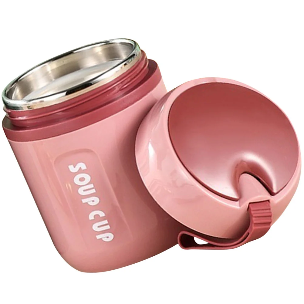 Insulated Breakfast Cup 304 Stainless Steel PP Portable Soup Mug Large Bottom Non Thickened Cover Leak Proof for Oats