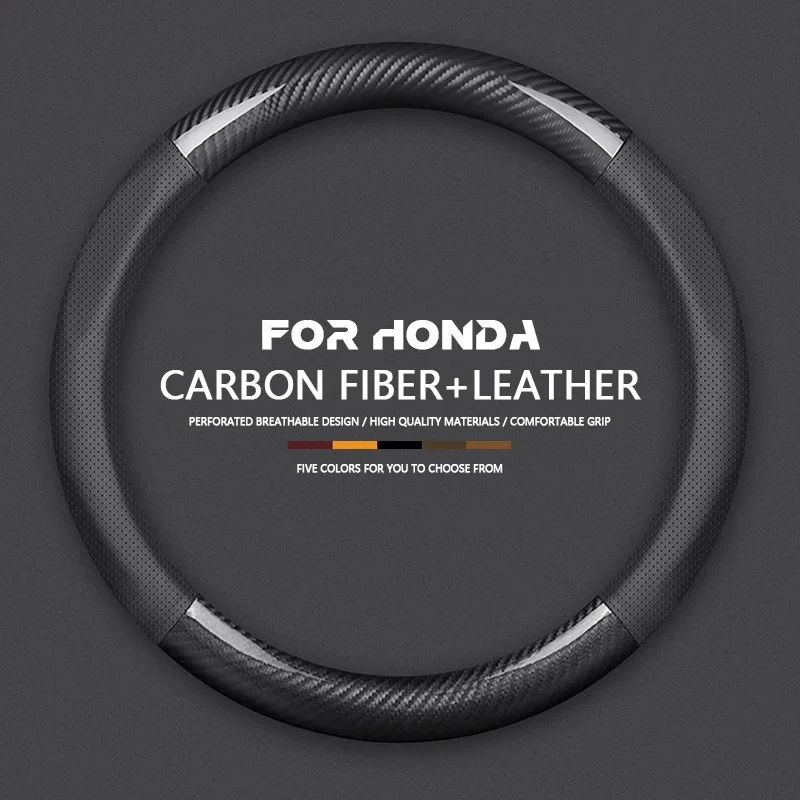 

Non-Slip Carbon Fiber Leather Car Steering Wheel Cover For Honda Civic Accord Odyssey Fit CR-V HR-V Jazz City Breeze Jade Crider