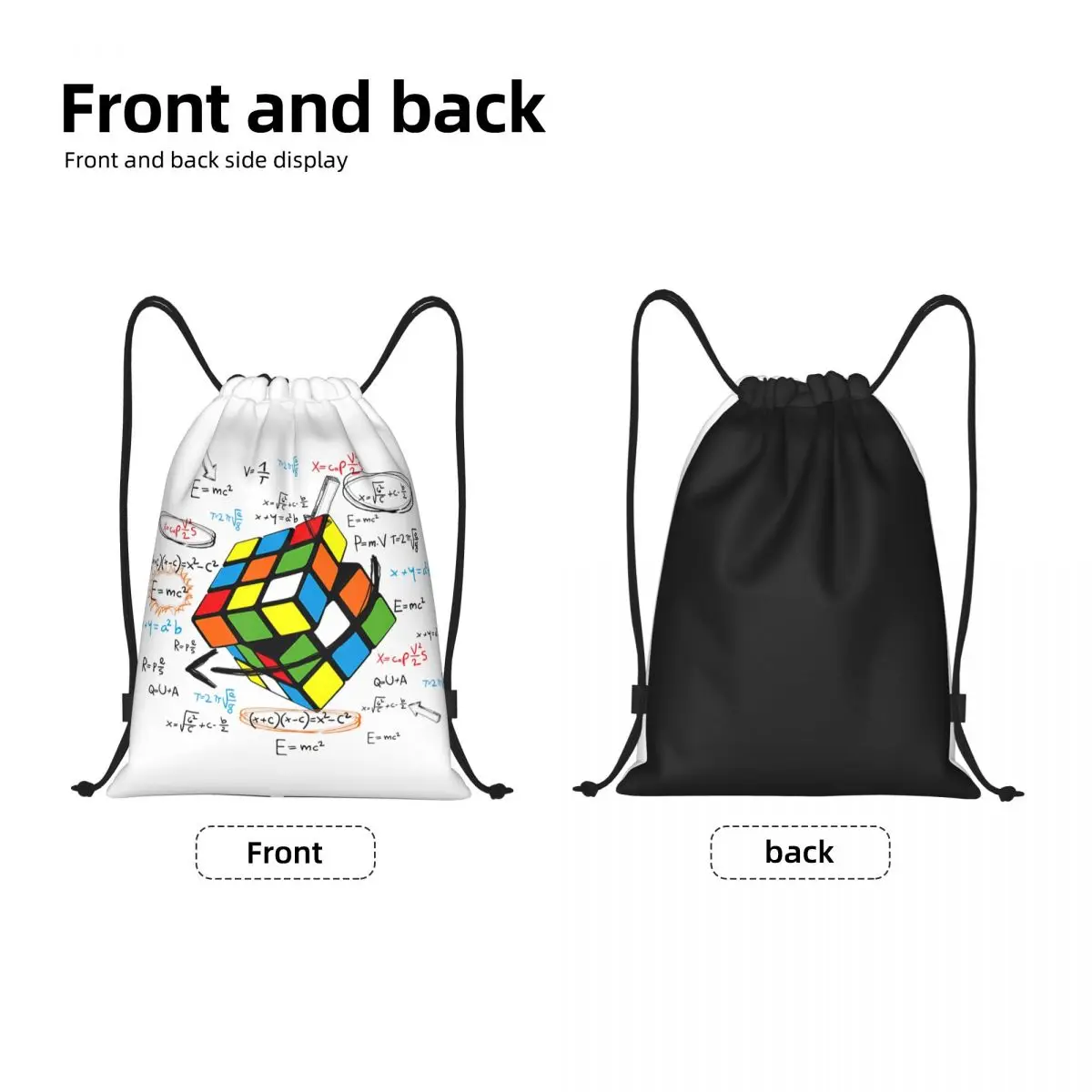 Math Rubix Rubixs Cube bolso con cordón para hombre y mujer, Mochila deportiva plegable para gimnasio, almacenamiento de compras