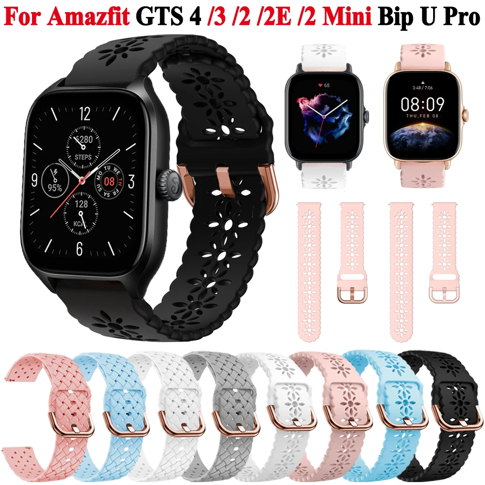 20 مللي متر سيليكون الفرقة ل Amazfit GTS/2/2e/3/4/GTS2 Mini/GTR 42 مللي متر الرياضة سوار ساعة Amazfit بيب U 3 برو حزام حزام الساعات Correa