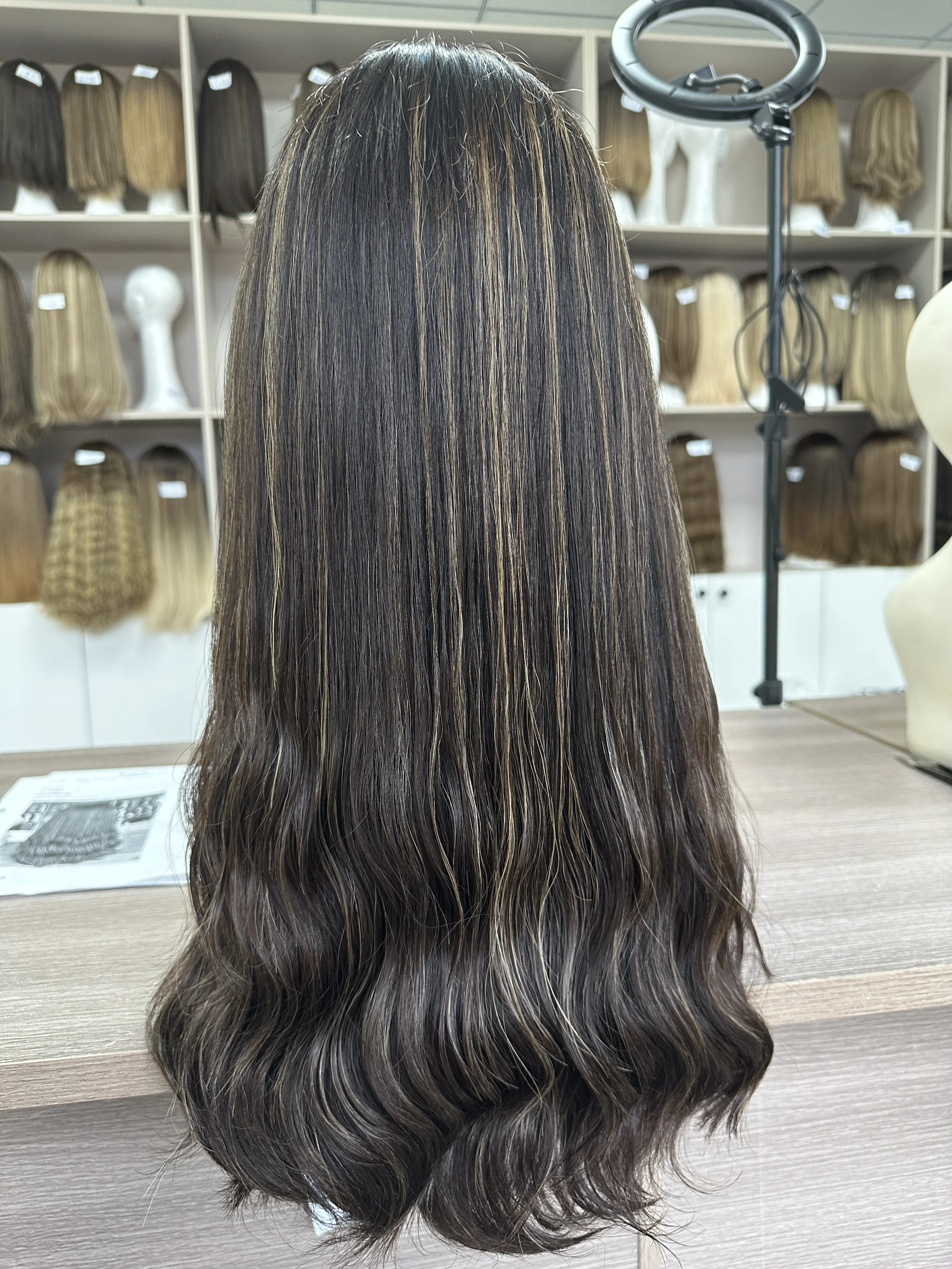 European Virgin Human Hair Lace Top Tsingtaowigs Slight Wave from Middle  Tiny Layer Kosher Wig For Women