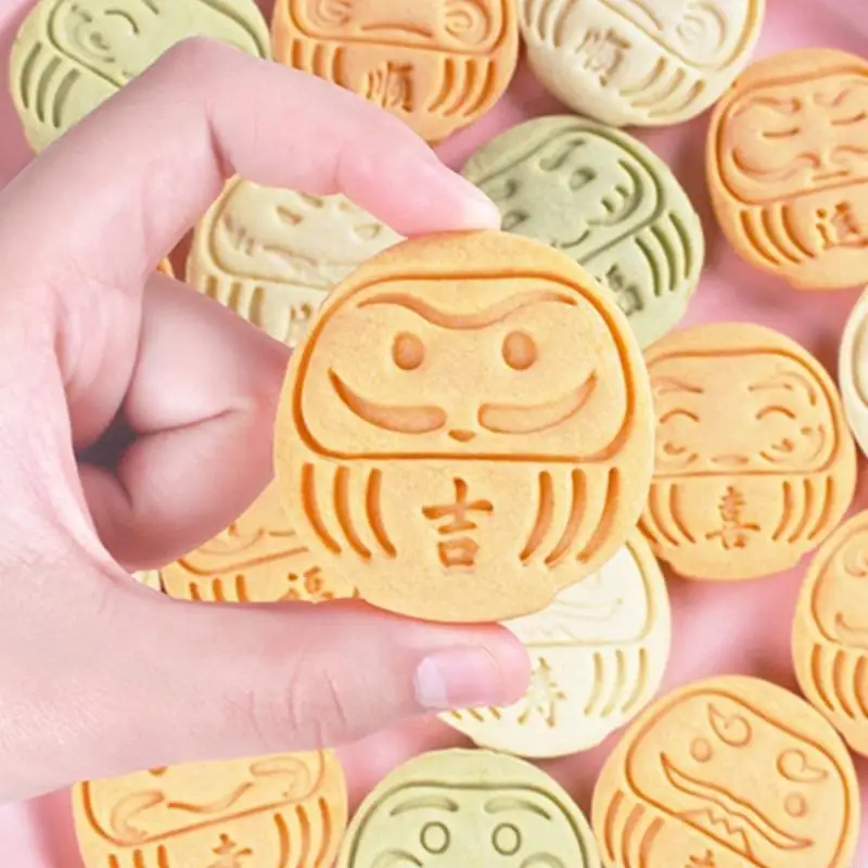 10Pcs Spring Festival Characters Cookie Stamp Biscuits Mold Pastry Cookie Cutter X3UC
