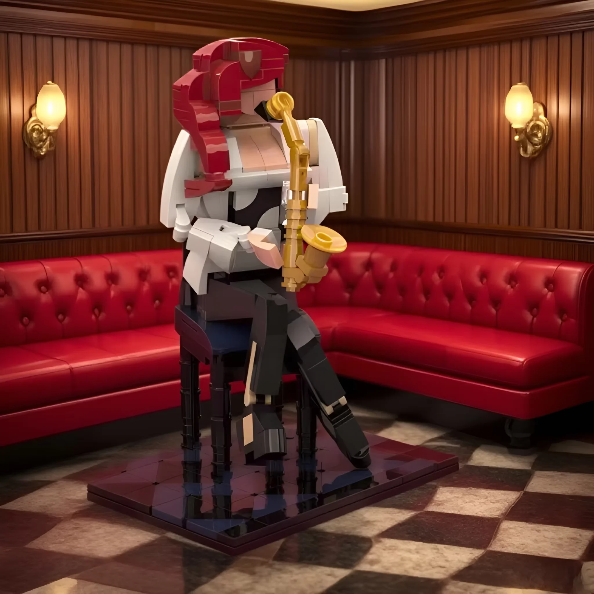 

395PCS MOC Jazz Saxophonist Building Blocks Music Festival Concert Band Singer Model Bricks Assembly Toys Kids Christmas Gifts