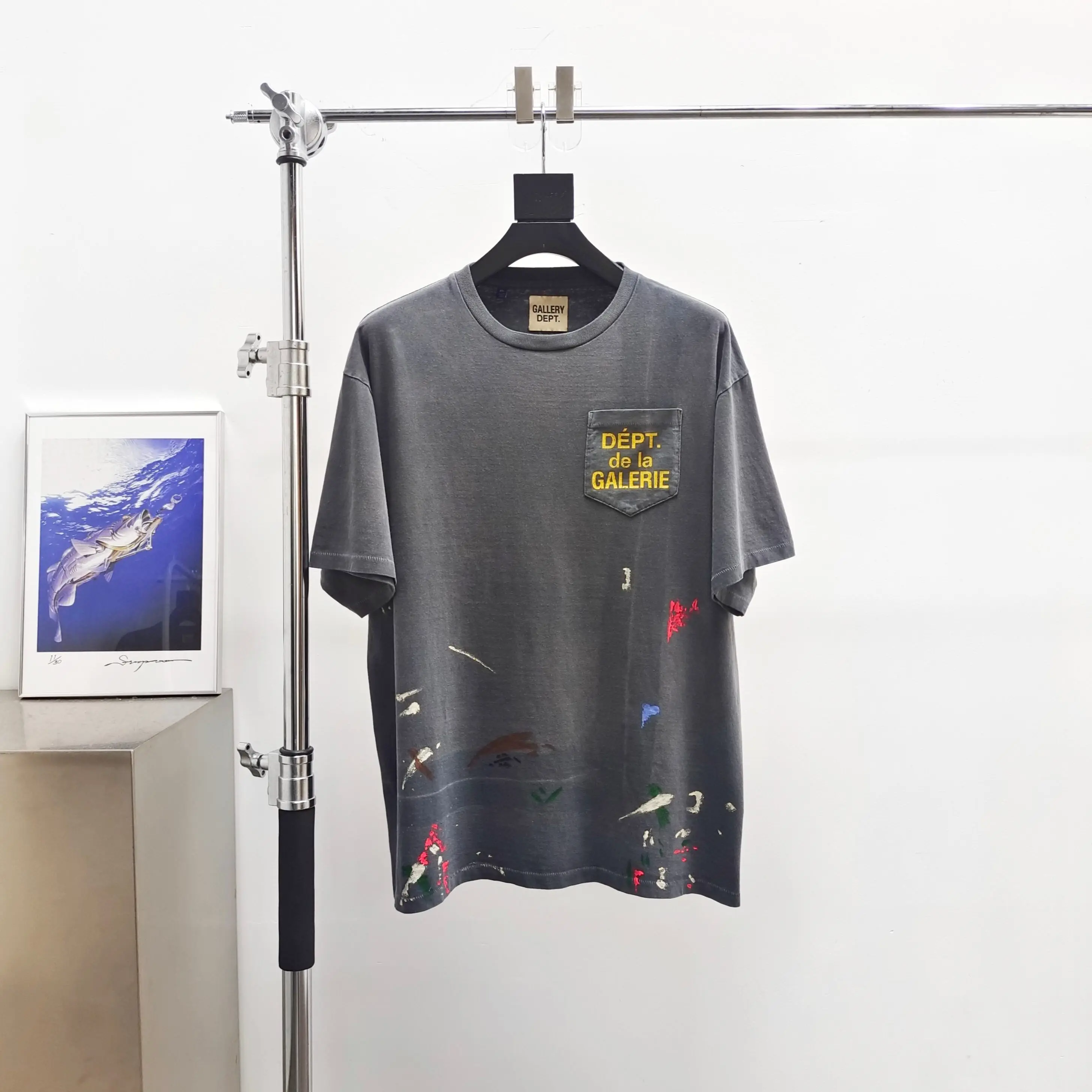 Gallery Dept Fold Shadow Hand Painted Washed Black Short Sleeve Tee
