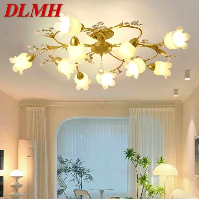 

DLMH American Pastoral Ceiling Light French Golden Creativity Flower Living Room Dining Room, Bedroom Home Decoration Lights