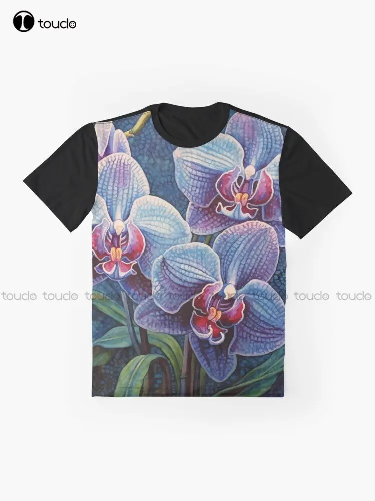 Trio Of Mosaic Folk Art Orchids Graphic T-Shirt Custom Aldult Teen Unisex Digital Printing Tee Shirts Custom Gift Xxs-5Xl