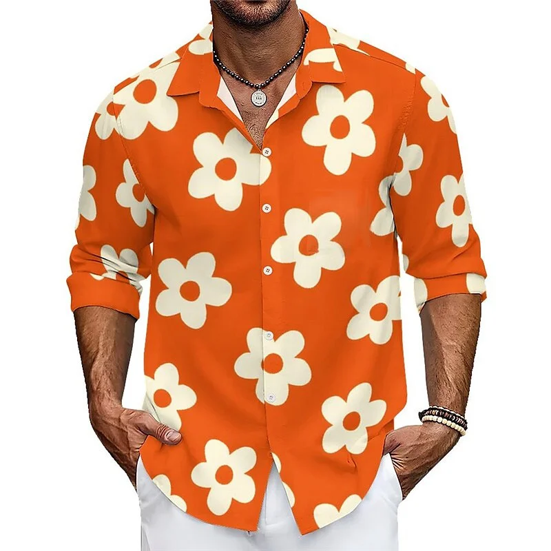 7 -color men\'s shirt wild flower shirt 3D printed summer leisure beach short -sleeved shirt men\'s clothing oversized size