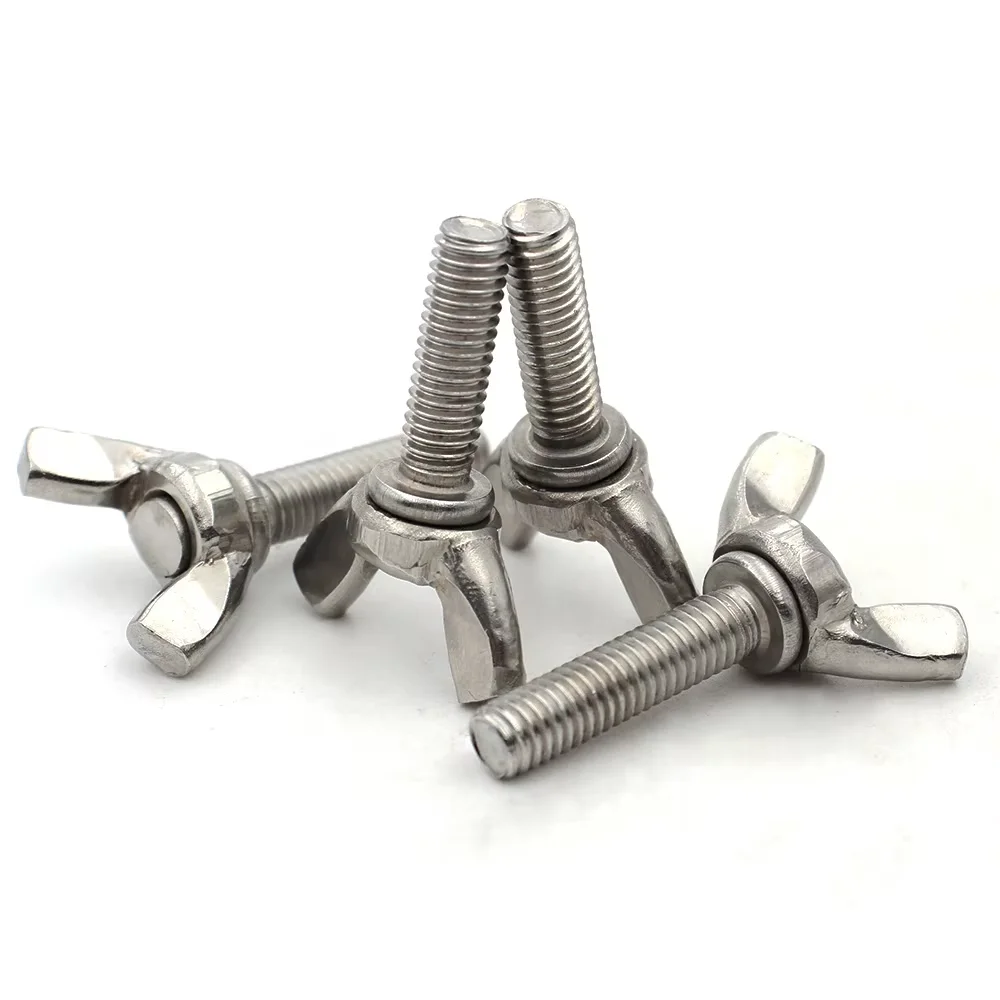 304 Stainless Steel Butterfly Nut Bolt Combination Hand Twisted Hexagonal Screw Nut Set Household Hardware Accessories