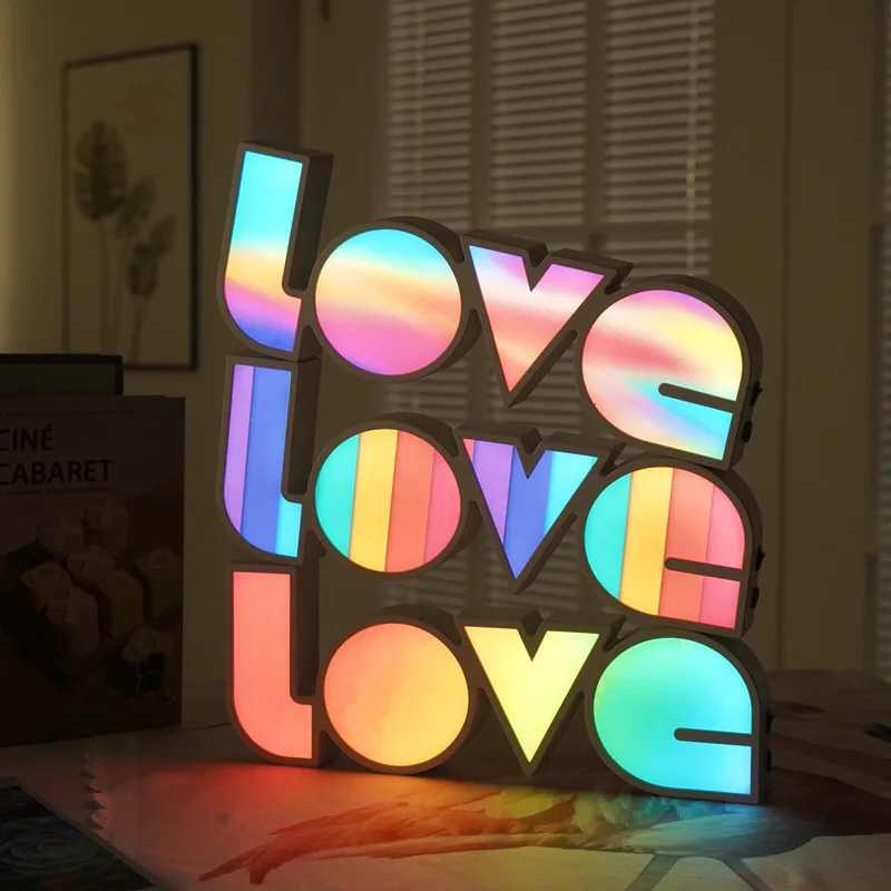 

LEDLettersloveAmbience Light День святого Валентина Декоративные огни ConfessioninsУкрашение стола в комнате Маленькая ночная лампа