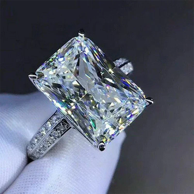 New  Fashion Big Square Crystal Stone Women Wedding Bridal Ring Luxury Engagement Party Anniversary Best Gift Large Rings