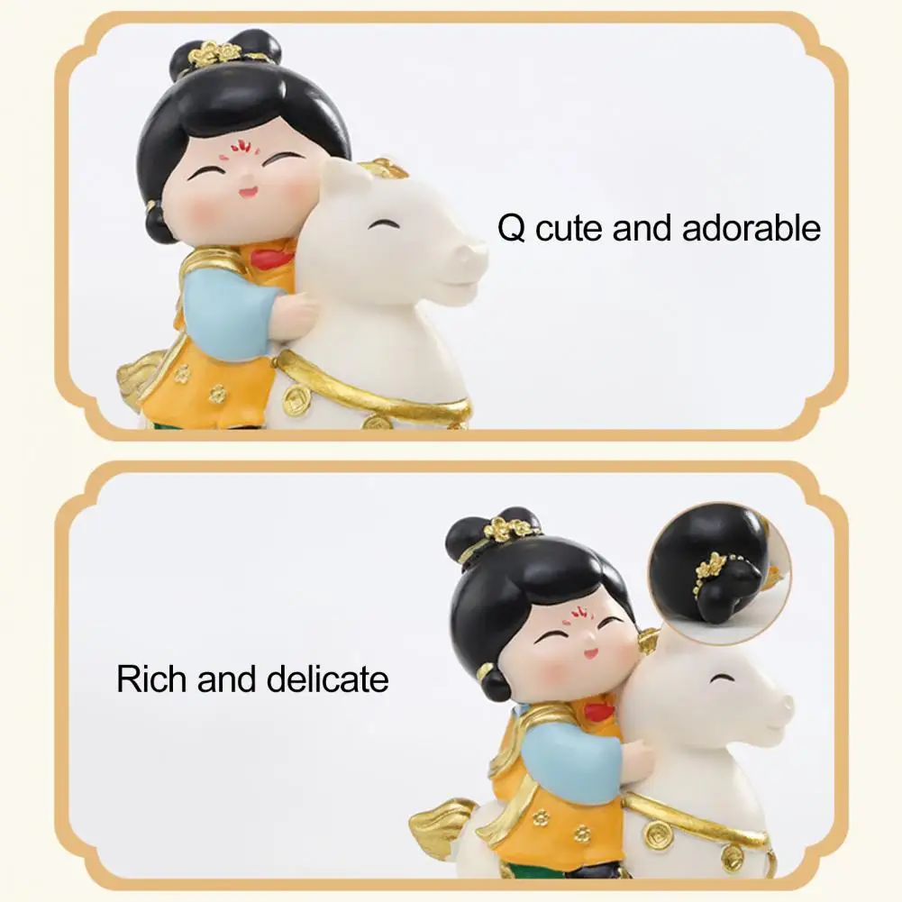 Horse Riding Ornament Chinese Style Ornament Chinese Style Horse Riding Figurine Sculpture Resin Cartoon Statue for Men