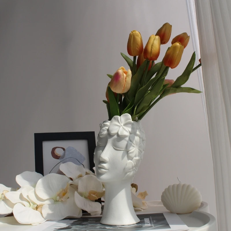 Portrait Plant Flowerpot Mould Human Shaped Silicone Molds Succulents Planter 3XUA