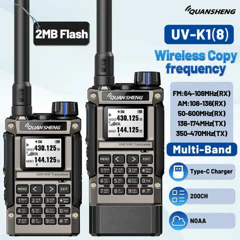 Quansheng UV-K1（8）Walkie Talkie Multi Band 2MB Flash AM FM Wireless Copy Frequency Radio NOAA For Camping UK-K5 K6