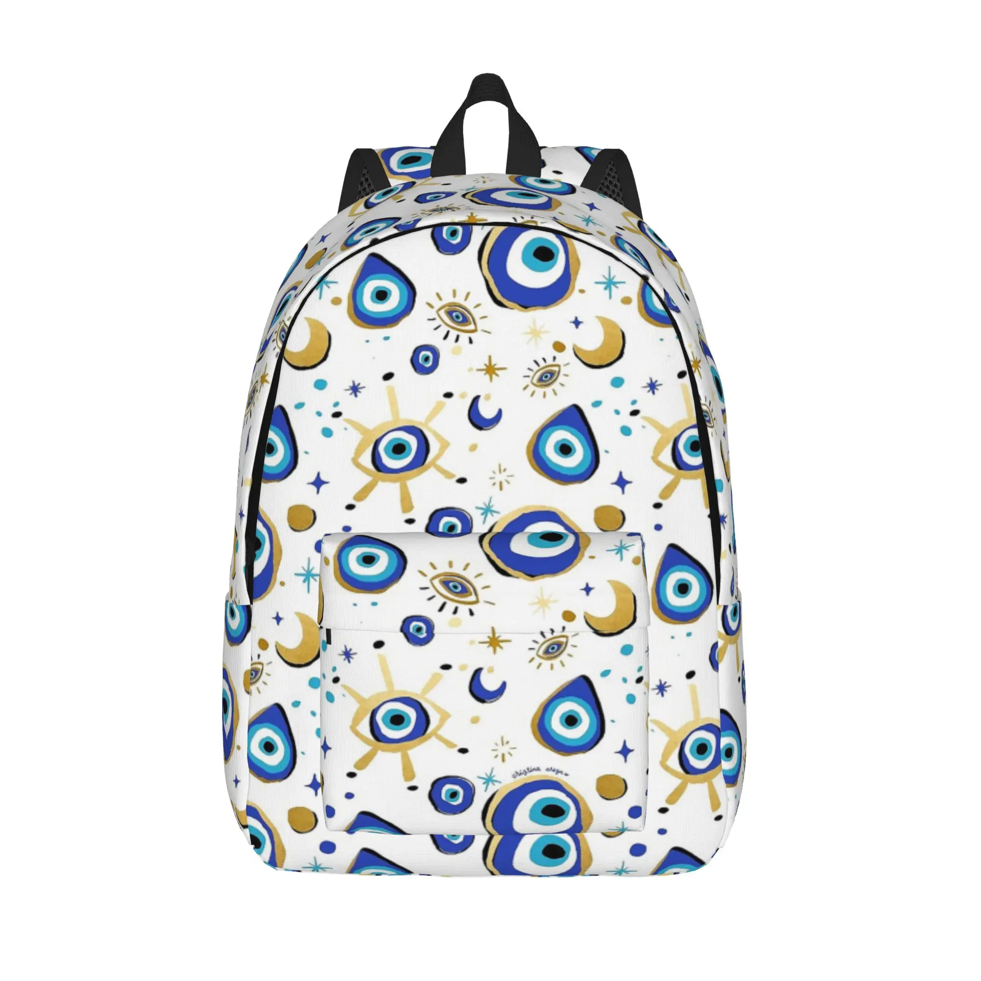 Blue Evil Eye Teenage Backpack Gift Student Business Greek Amulet Nazar Lucky Daypack for Men Women College Canvas Bags