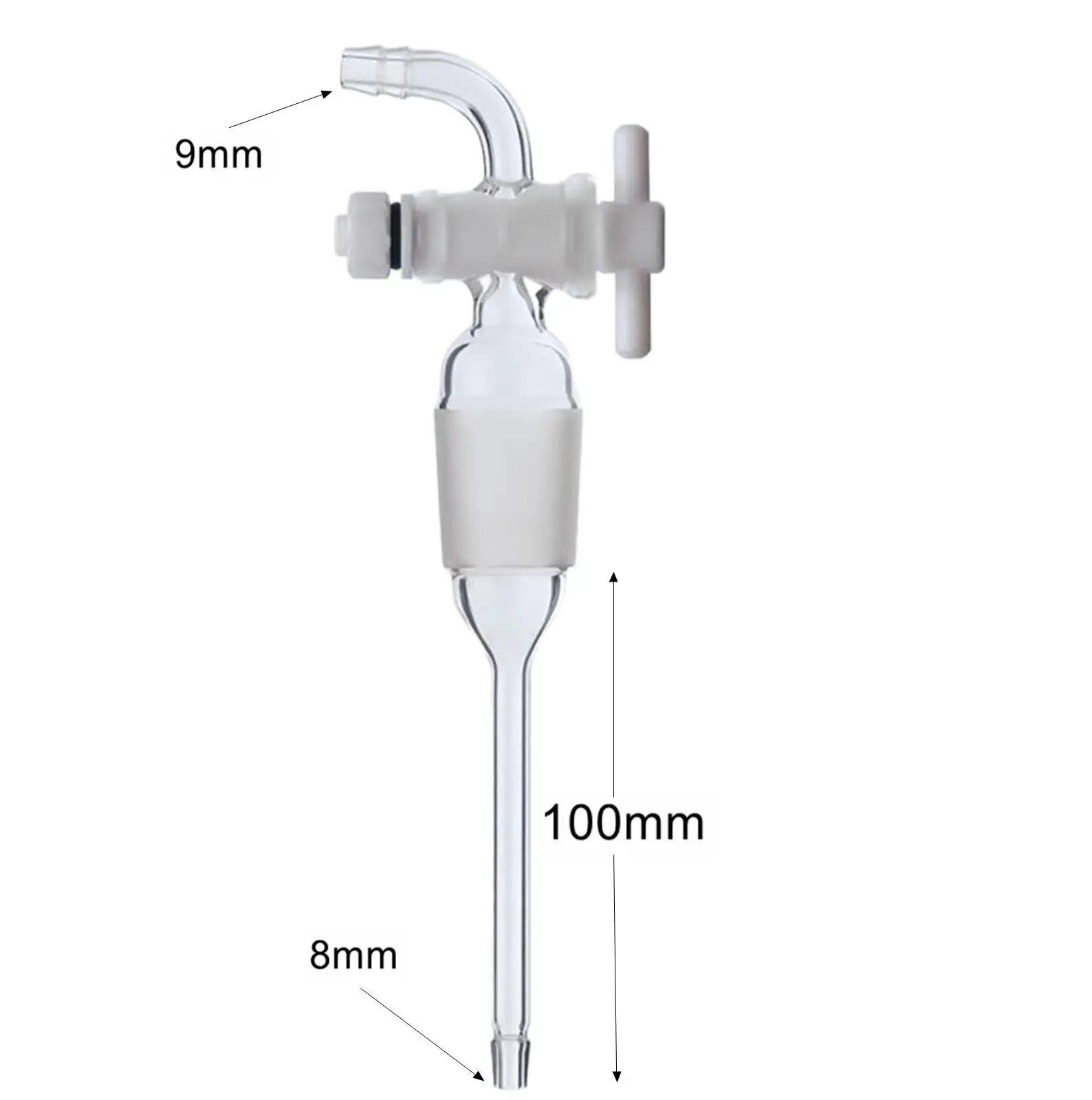 19/26 24/29 29/32 34/35 40/38 Joint Tube Borosilicate Glass Lab Powder Adapter Glass/PFTE  Stopcock For Rotary Evaporater