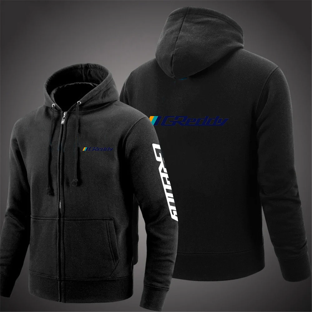 2025 Spring Autumn Men's GReddy Turbo Systems Logo Print Solid Color Pullover Hoodies Leisure Coat High Street Fashion Jacket