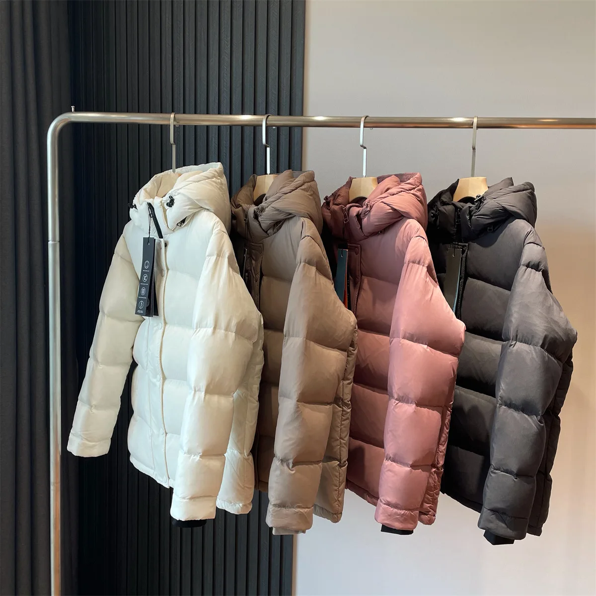 

Women Simple Solid Goose Down Coat Thick Warm Hooded Long Sleeve Casual Versatile White Goose Puffer Jacket Lady Winter Overcoat