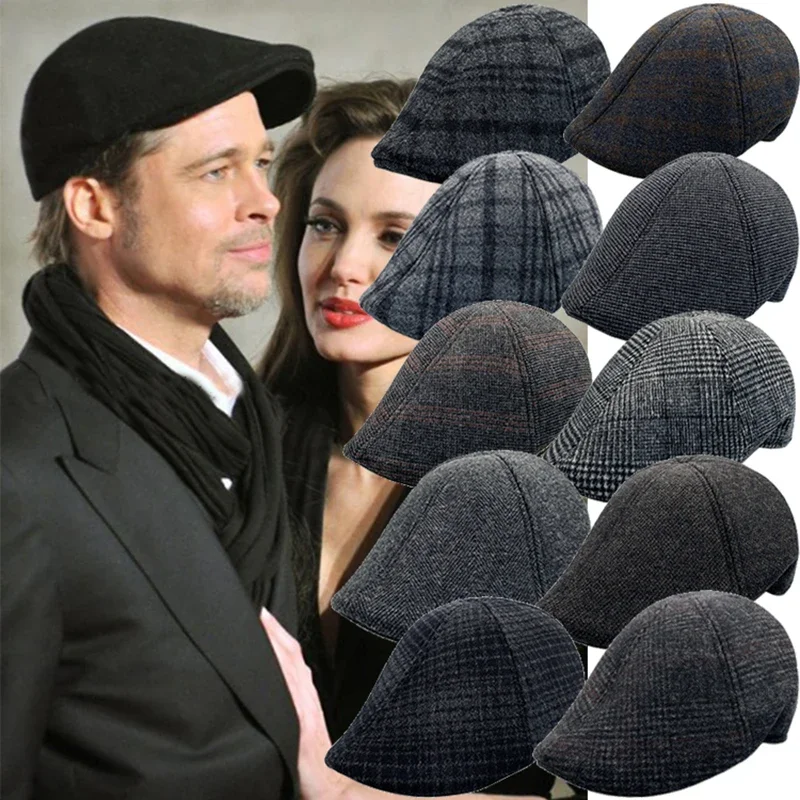 

2023 Retro Newsboy Caps Men Octagonal Hats British Painters Hat Autumn Winter Berets Herringbone Flat Caps Hip Hop Berets Gorras