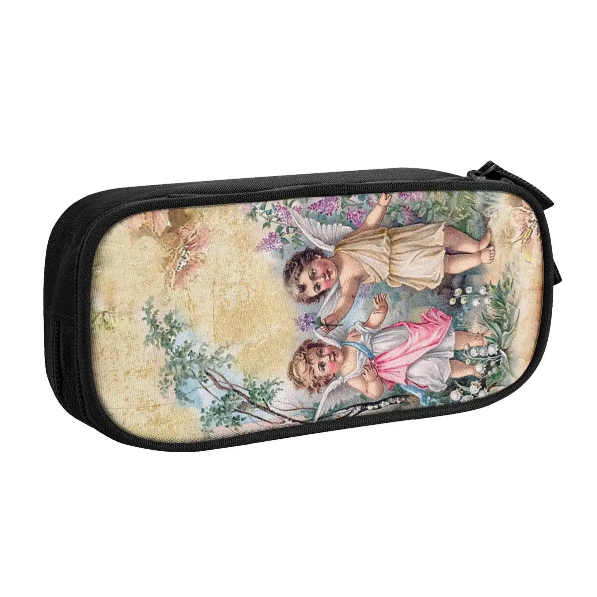 Custom Kawaii Victorian Angel Vintage Rose Pencil Case for Boys Gilrs Large Capacity Pencil Pouch School Accessories