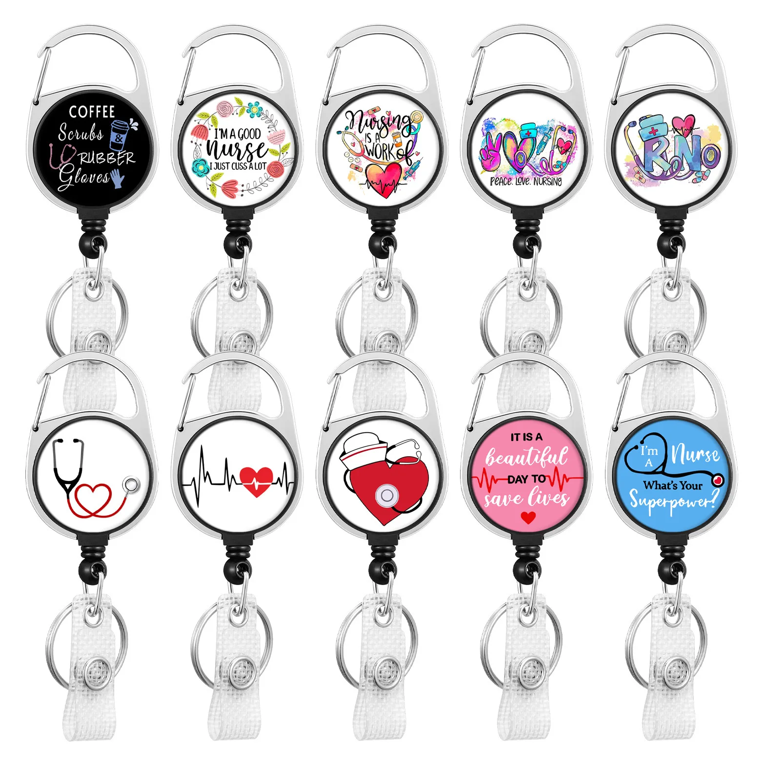 

New badge holder doctor nurse ID holder rotatable and retractable Badge Reel Clip Work Card Holder Zinc Alloy Easy-Pull Buckle