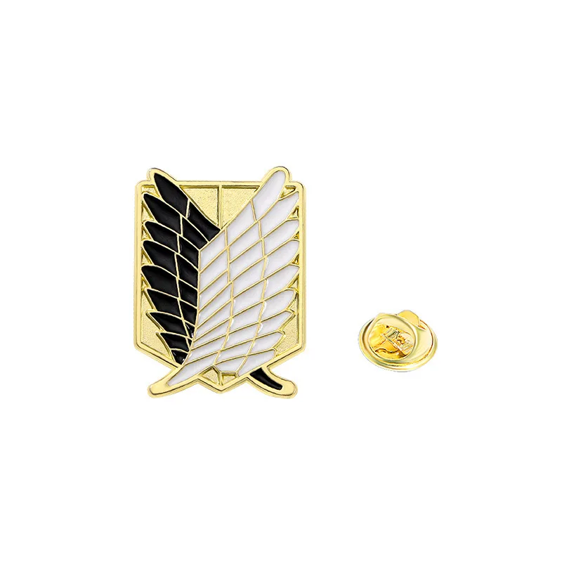 2024 Attack on Giants Surrounding Anime Badge Black and White Investigation Corps Logo Wings of Freedom Alloy Brooch Gift