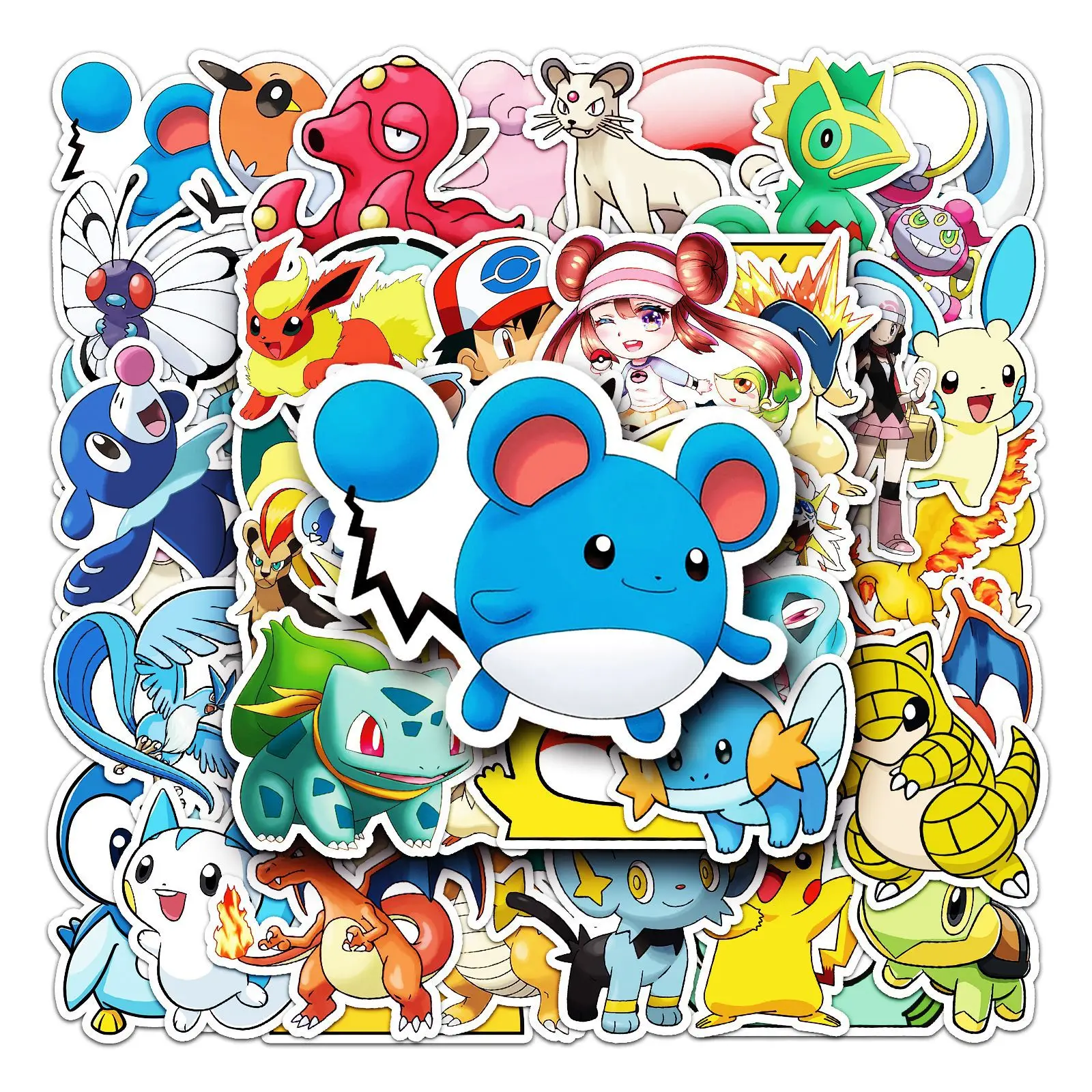 10/30/50pcs Cute Pokemon Stickers Pikachu Eevee Squirtle Graffiti Decals Kids DIY Guitar Motorcycle Luggage Suitcase Classic Toy